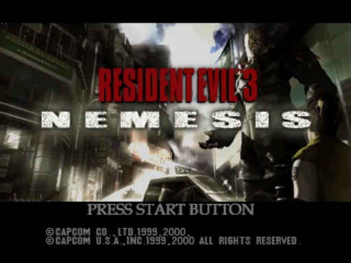 Resident Evil 3: Nemesis title screen for Sega Dreamcast